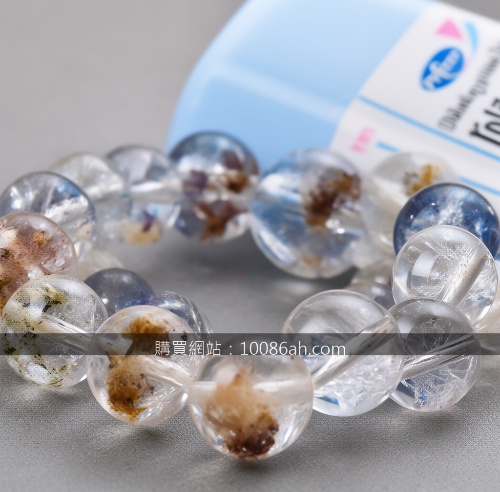 Macro crystal bracelet photography revealing natural bead details.
Subject: Plac