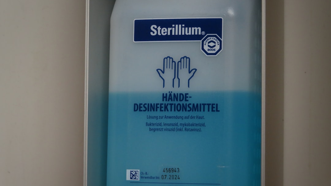 a close up of a bottle of hand sanitizer